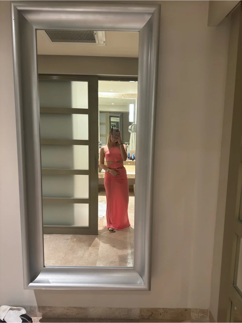 Coral Cutout Maxi Dress